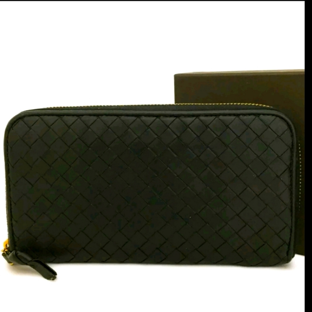 BOTTEGA VENETA INTRECCIATO LEATHER ZIP AROUND LONG WALLET/P1063 - Picture 10 of 10